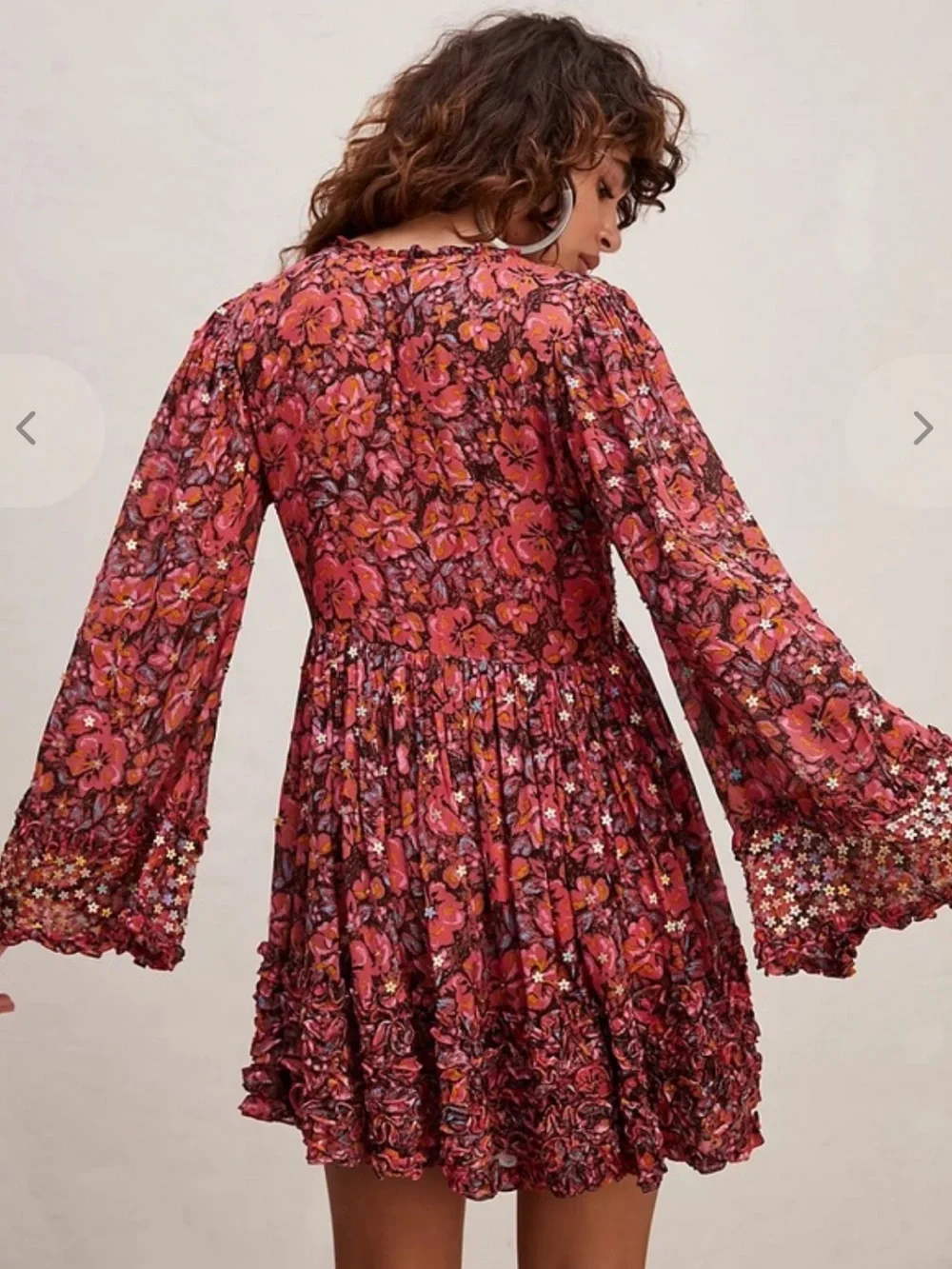 Free People Bali Sweet Blooms Sequins Mini Dress